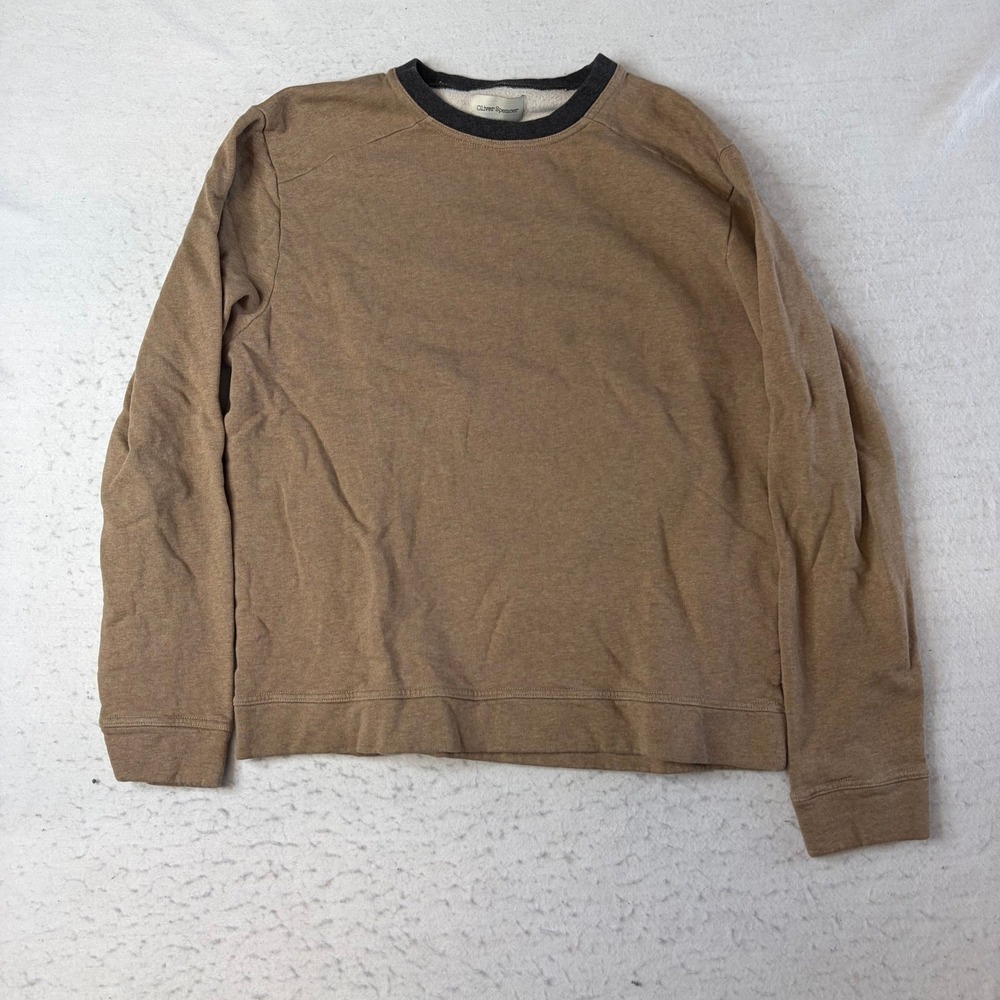 Oliver Spencer Sweatshirt Mens XL Brown Crew Neck Cotton Long Sleeve